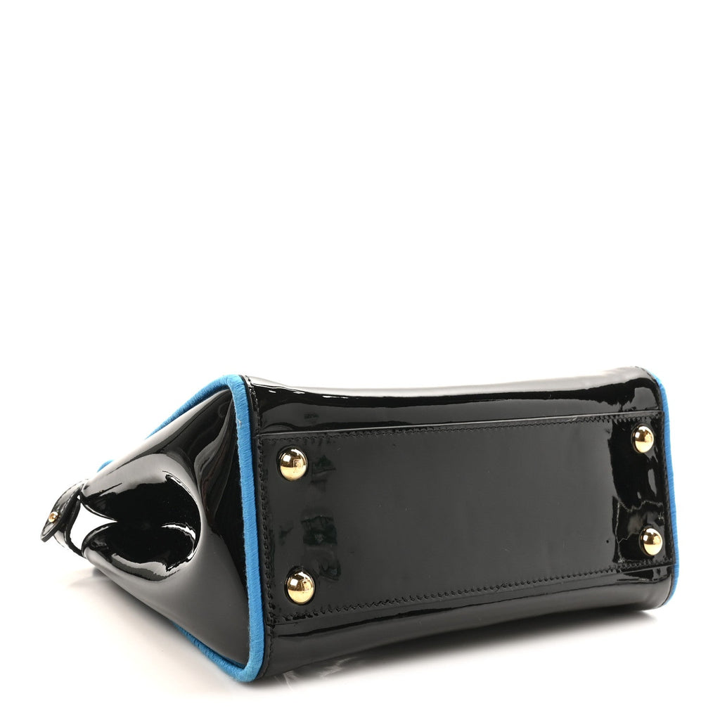 Patent Mini Plexi Handle Peekaboo Iconic Satchel Black Blue
