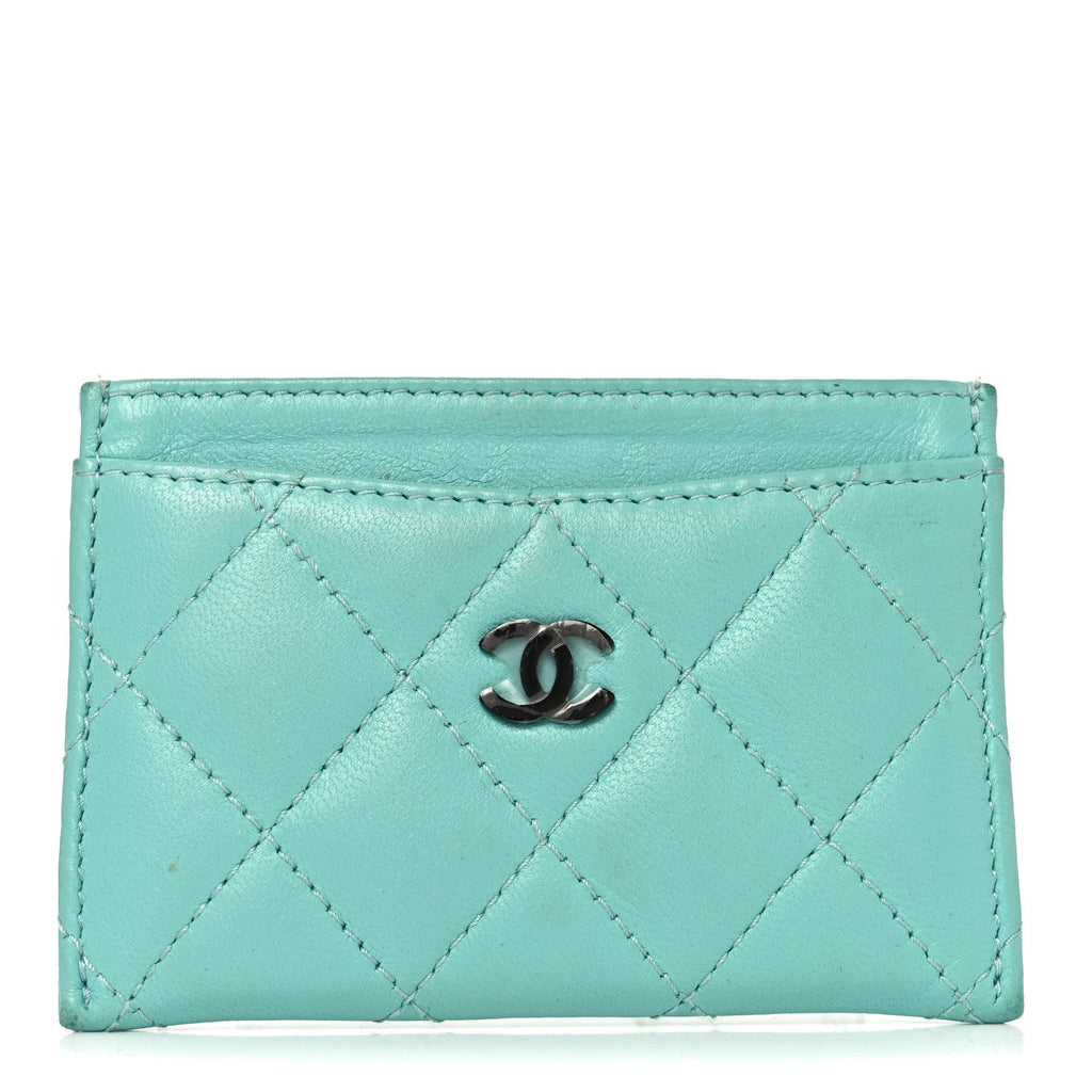 Lambskin Quilted  Holder Turquoise