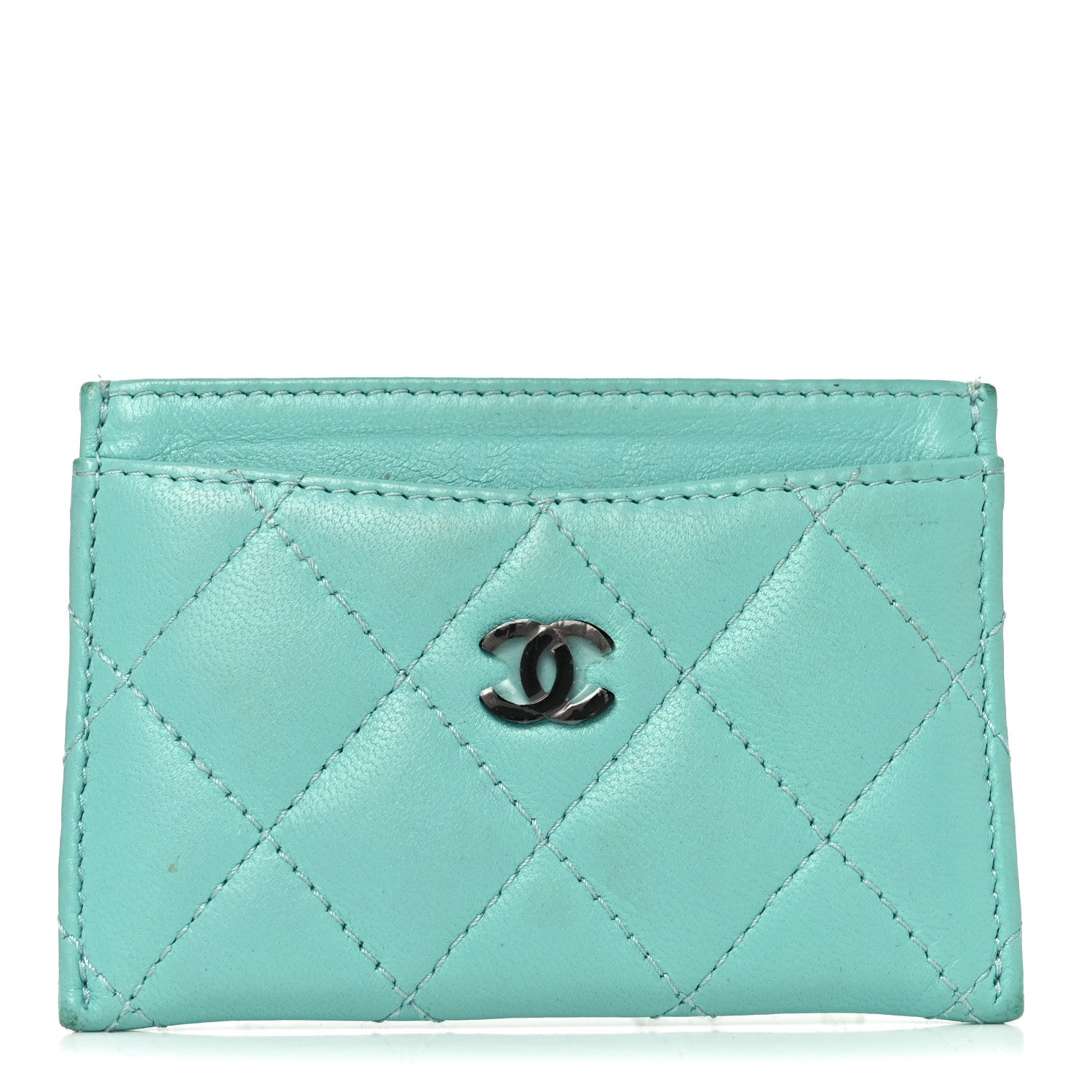 Lambskin Quilted  Holder Turquoise