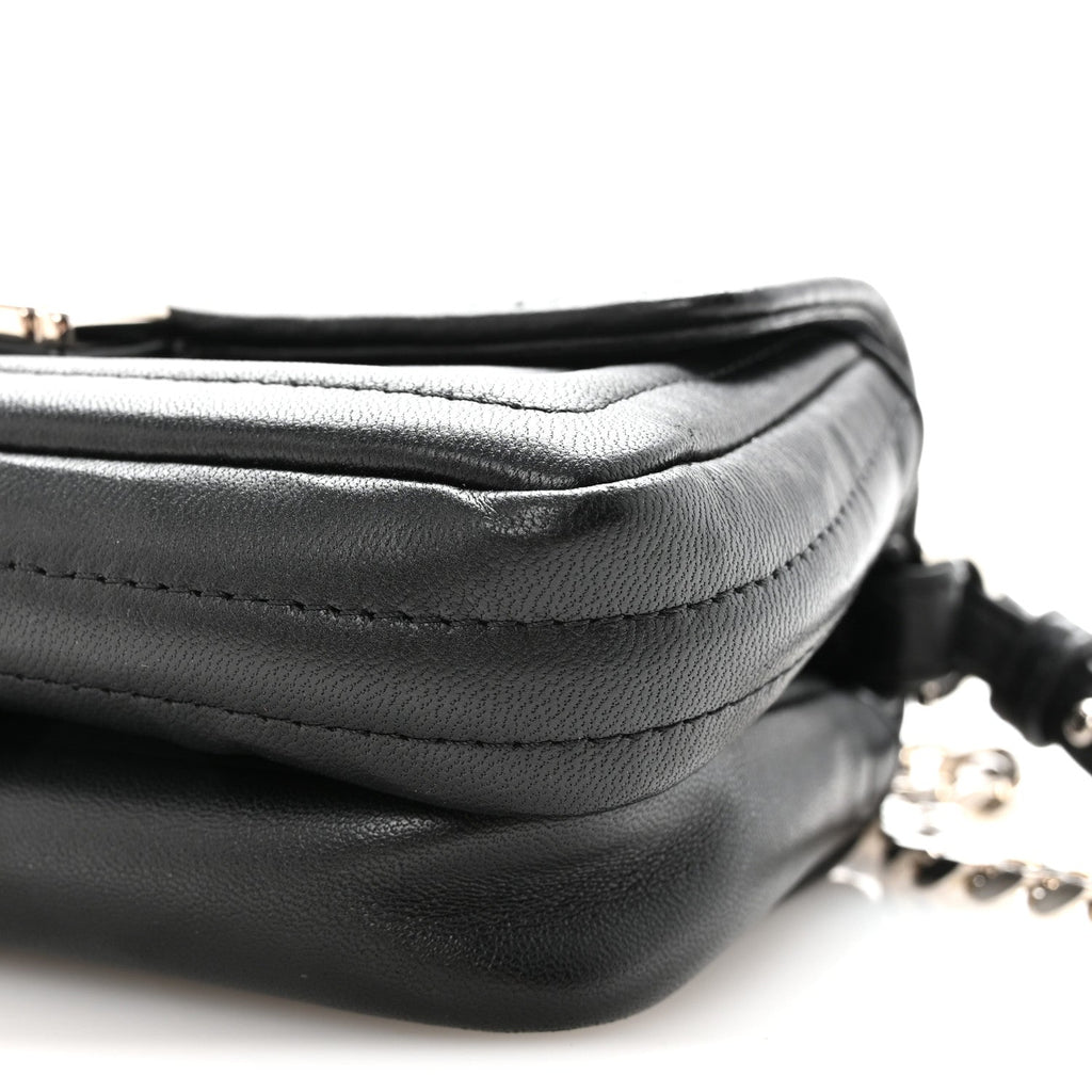 Shiny Nappa Trapuntata Micro Double Baguette Black