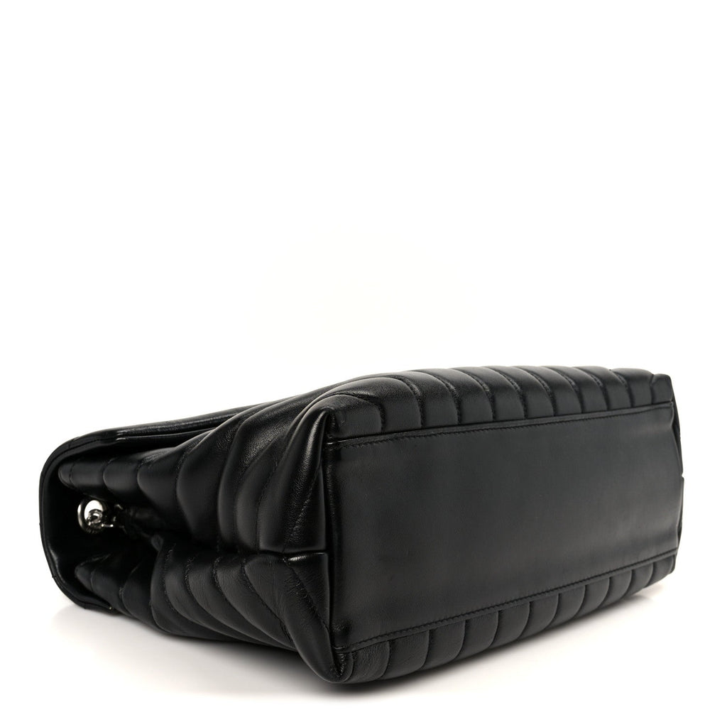 Calfskin Y Quilted Monogram Medium Loulou Chain Satchel Black