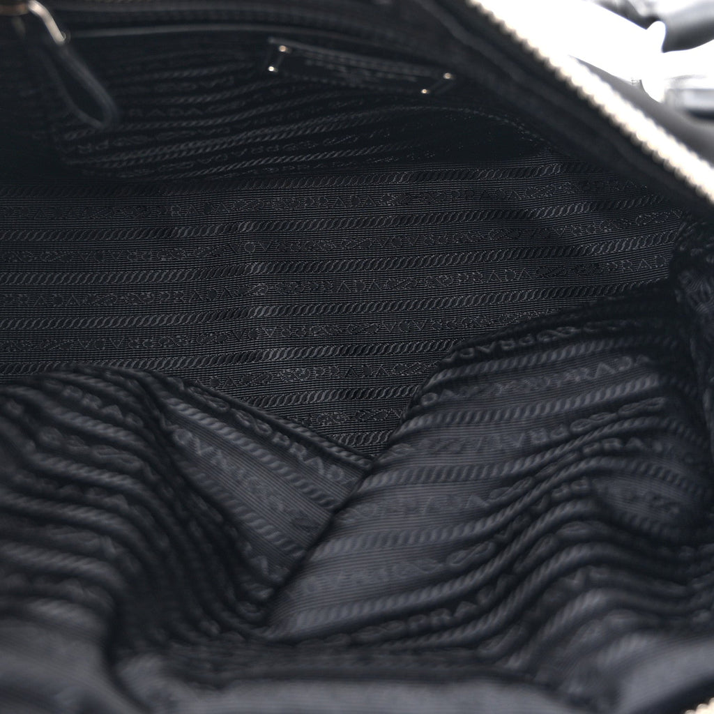 Tessuto Nylon Calfskin Dome Satchel Black
