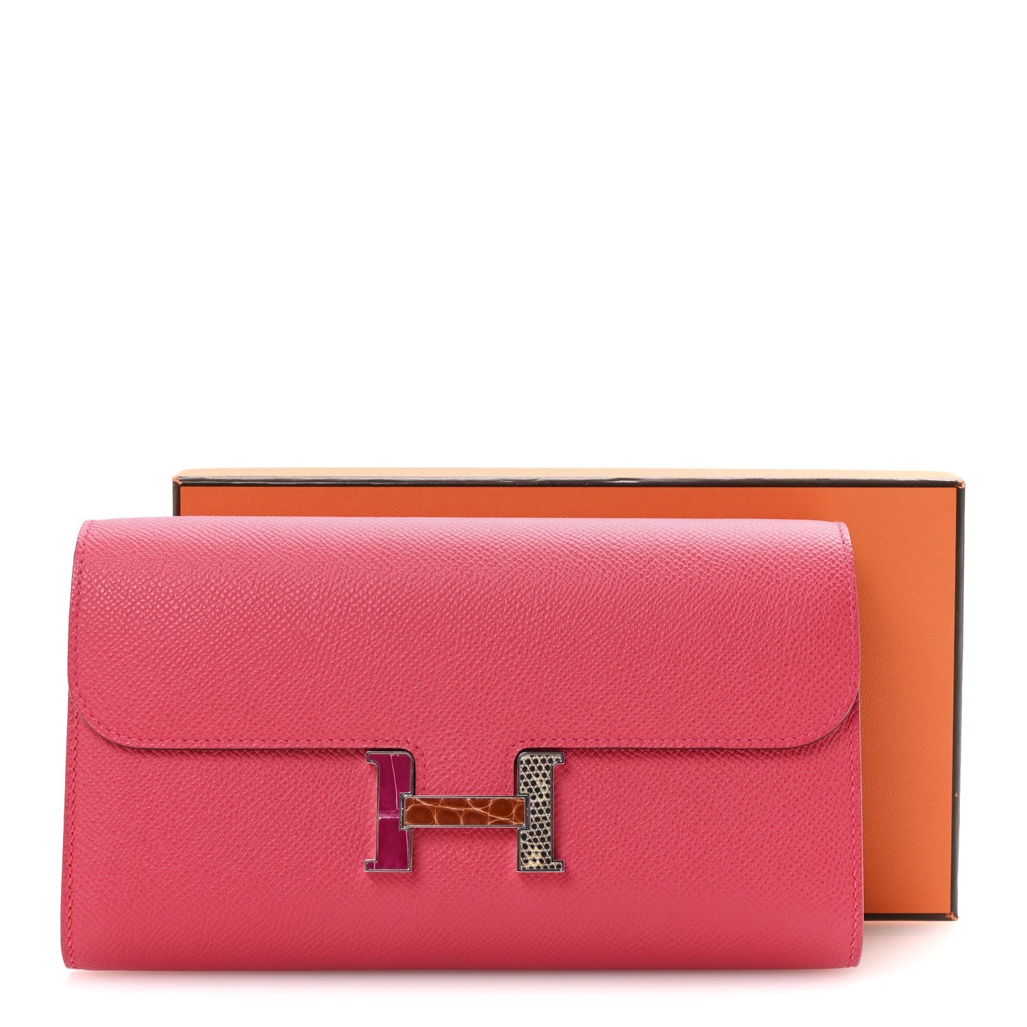 Epsom Alligator Lizard Constance Wallet To Go Rose Extreme