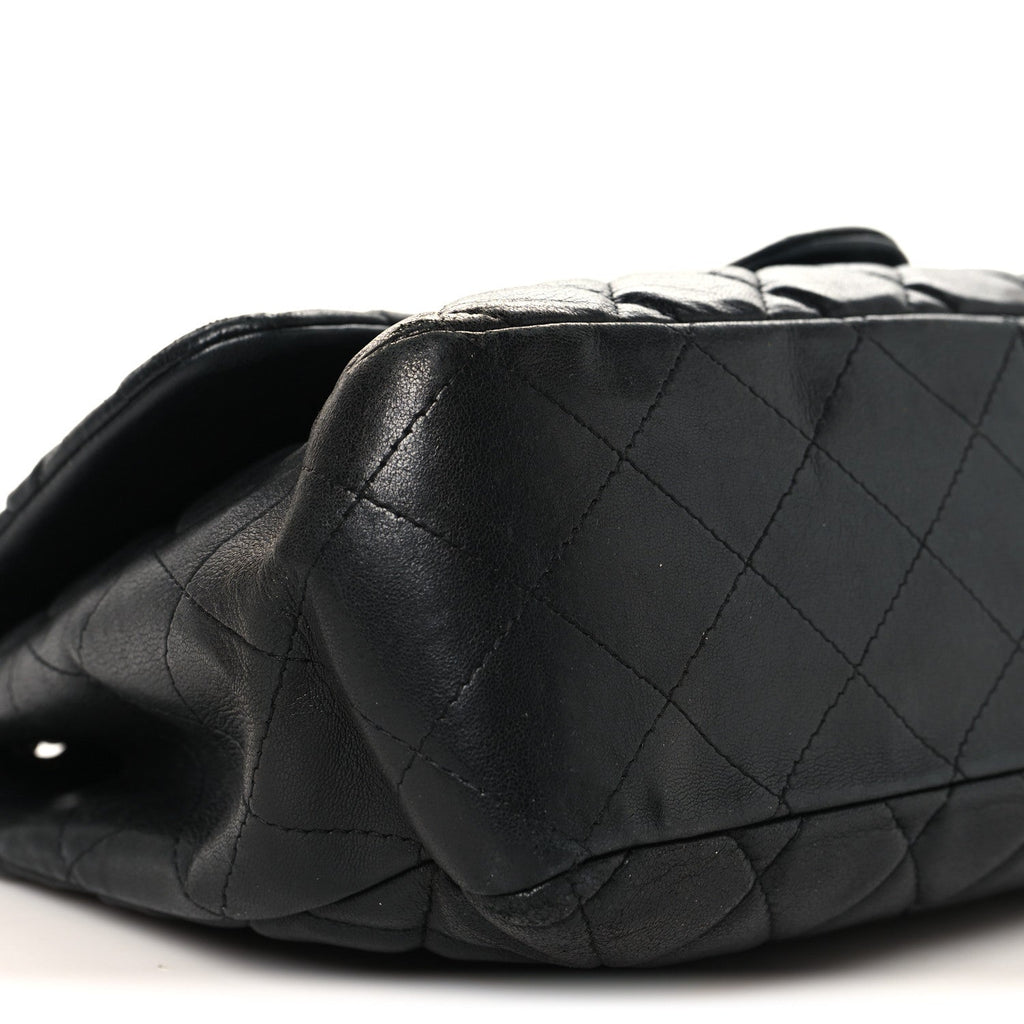 Lambskin Quilted Jumbo Single Flap Black