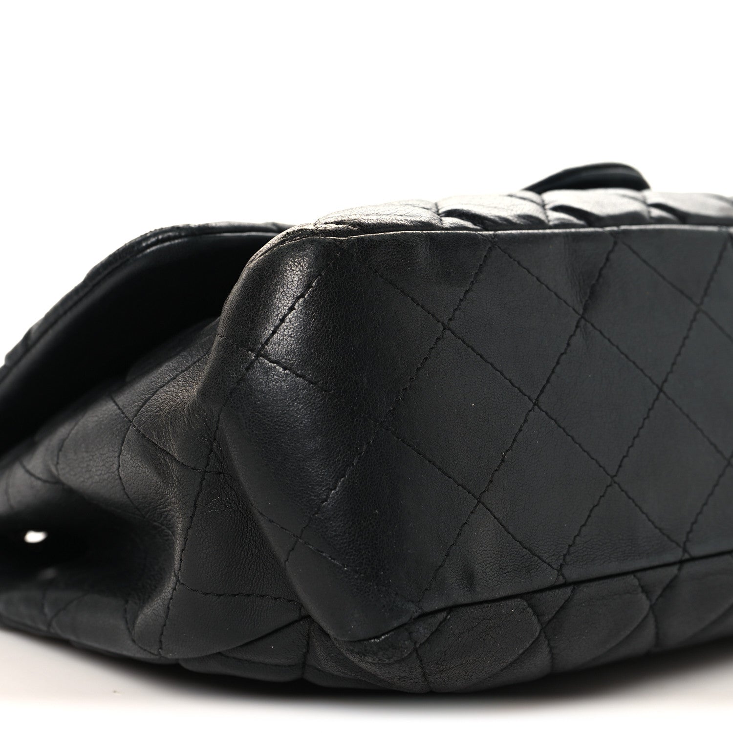 Lambskin Quilted Jumbo Single Flap Black