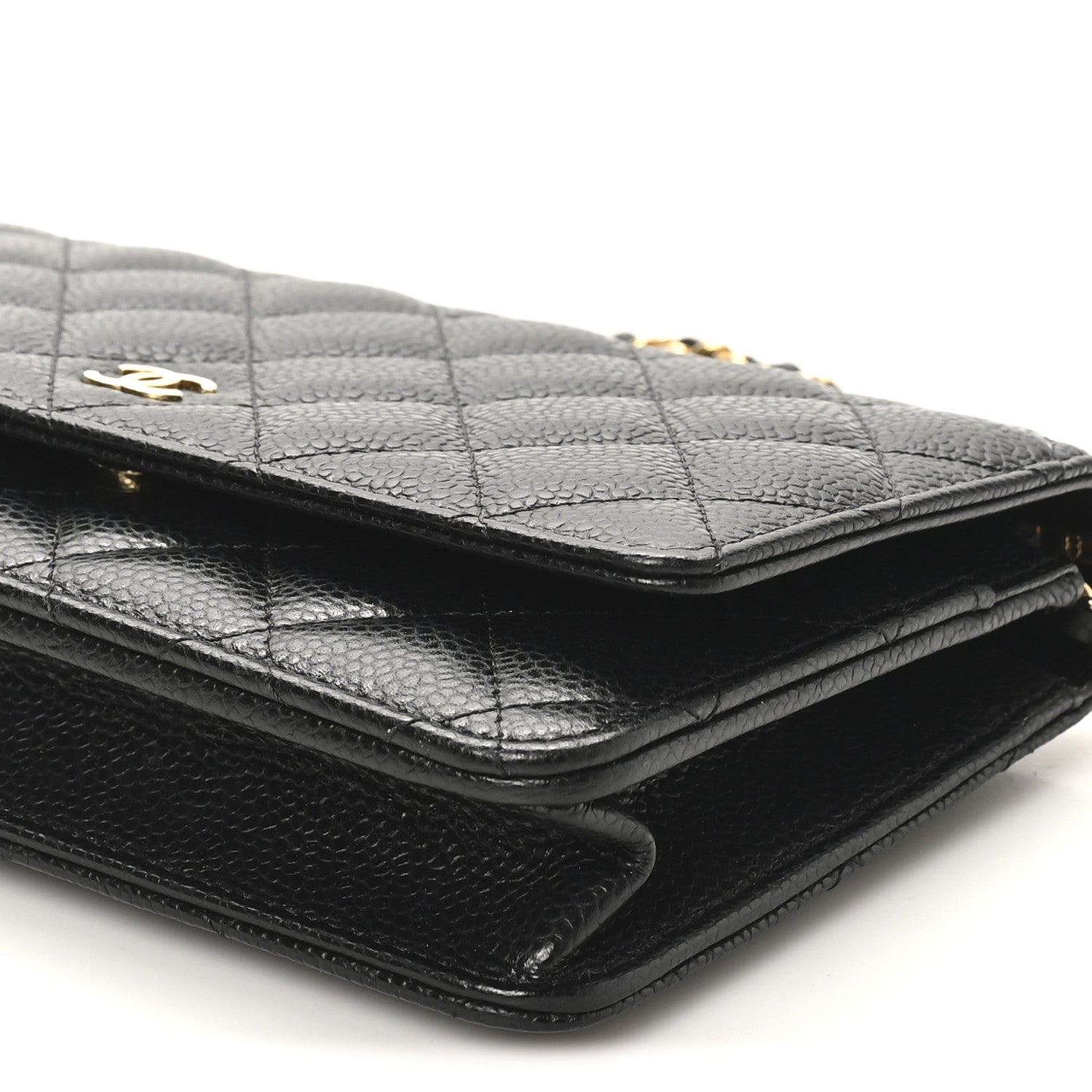 Caviar Quilted Wallet on Chain WOC Black