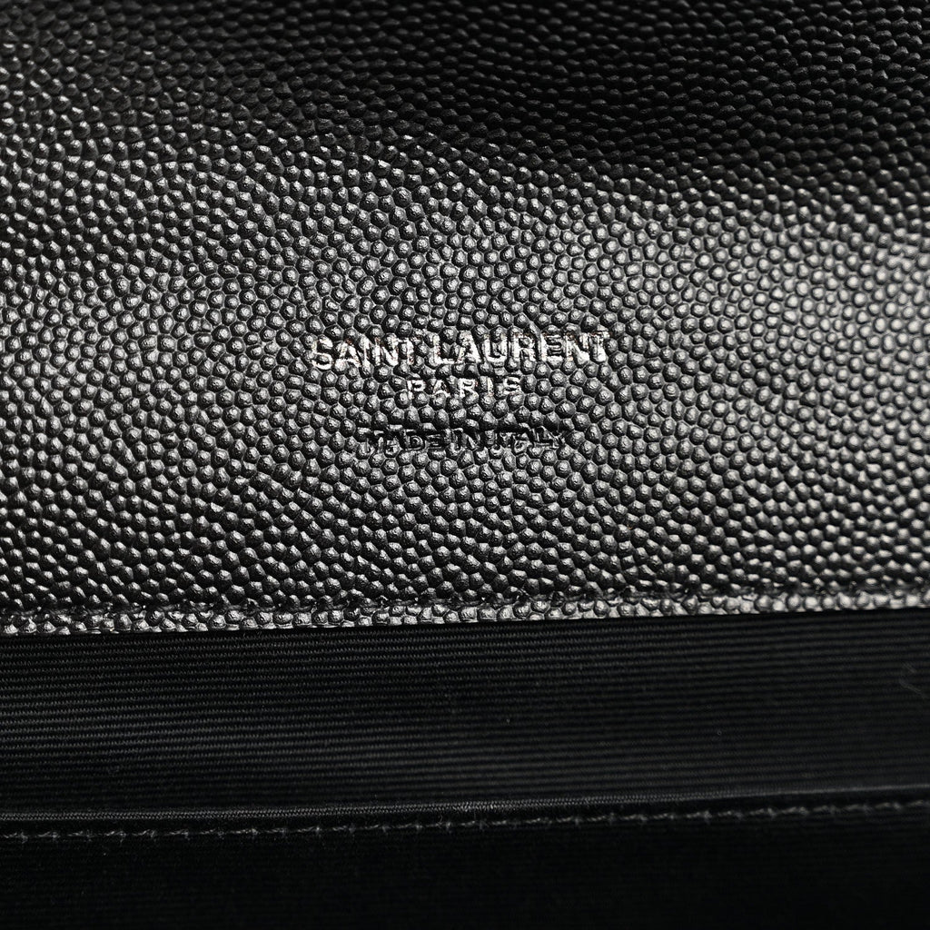 Grain De Poudre Matelasse Chevron Monogram Monochrome Envelope Clutch Black