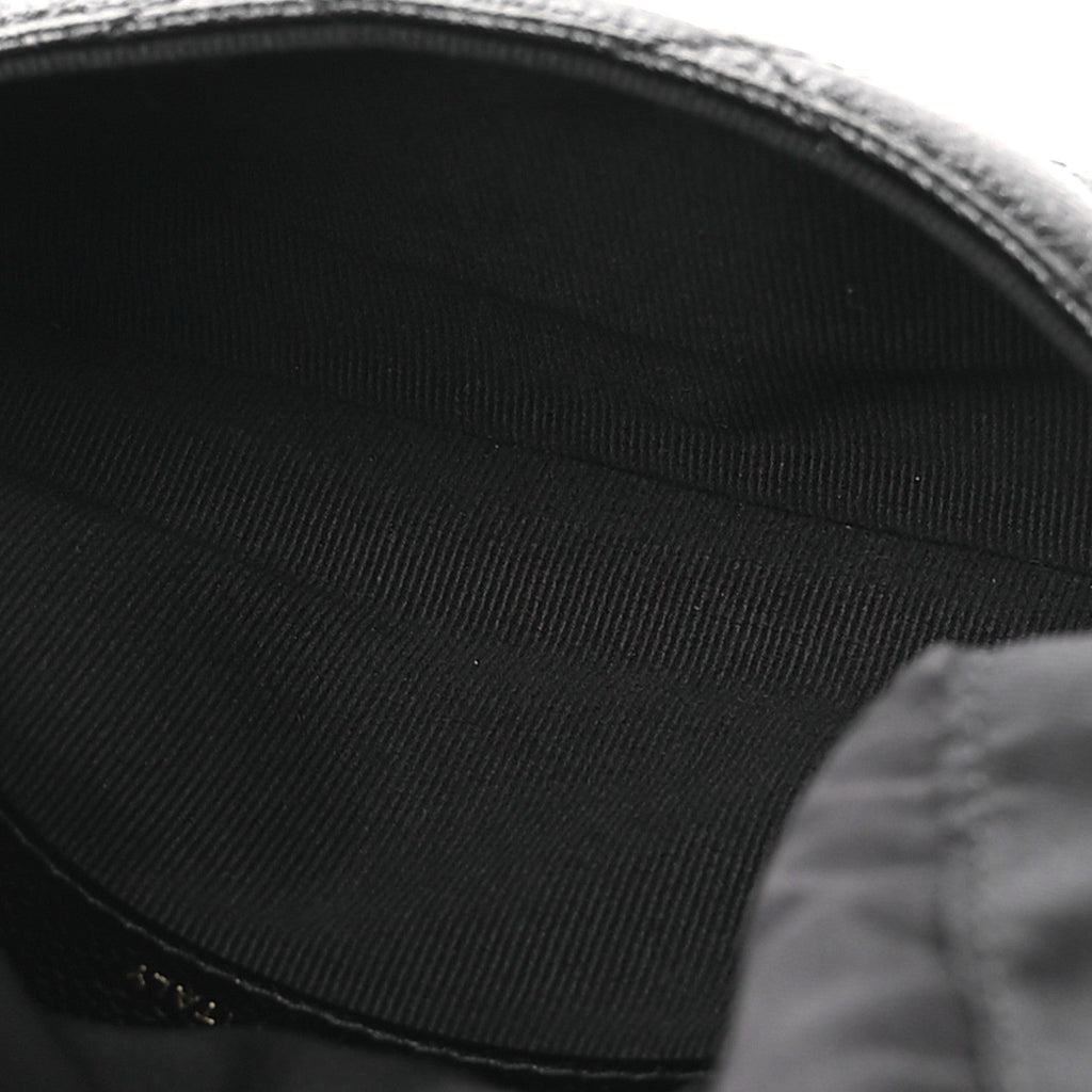 Caviar Fabric Foldable Tote Bag With Chain Black Multicolor