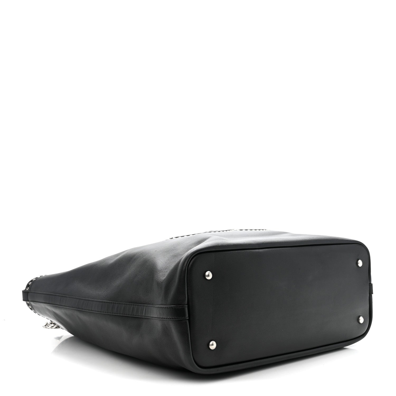 Calfskin Large Coco Eyelets Shopping Tote Black