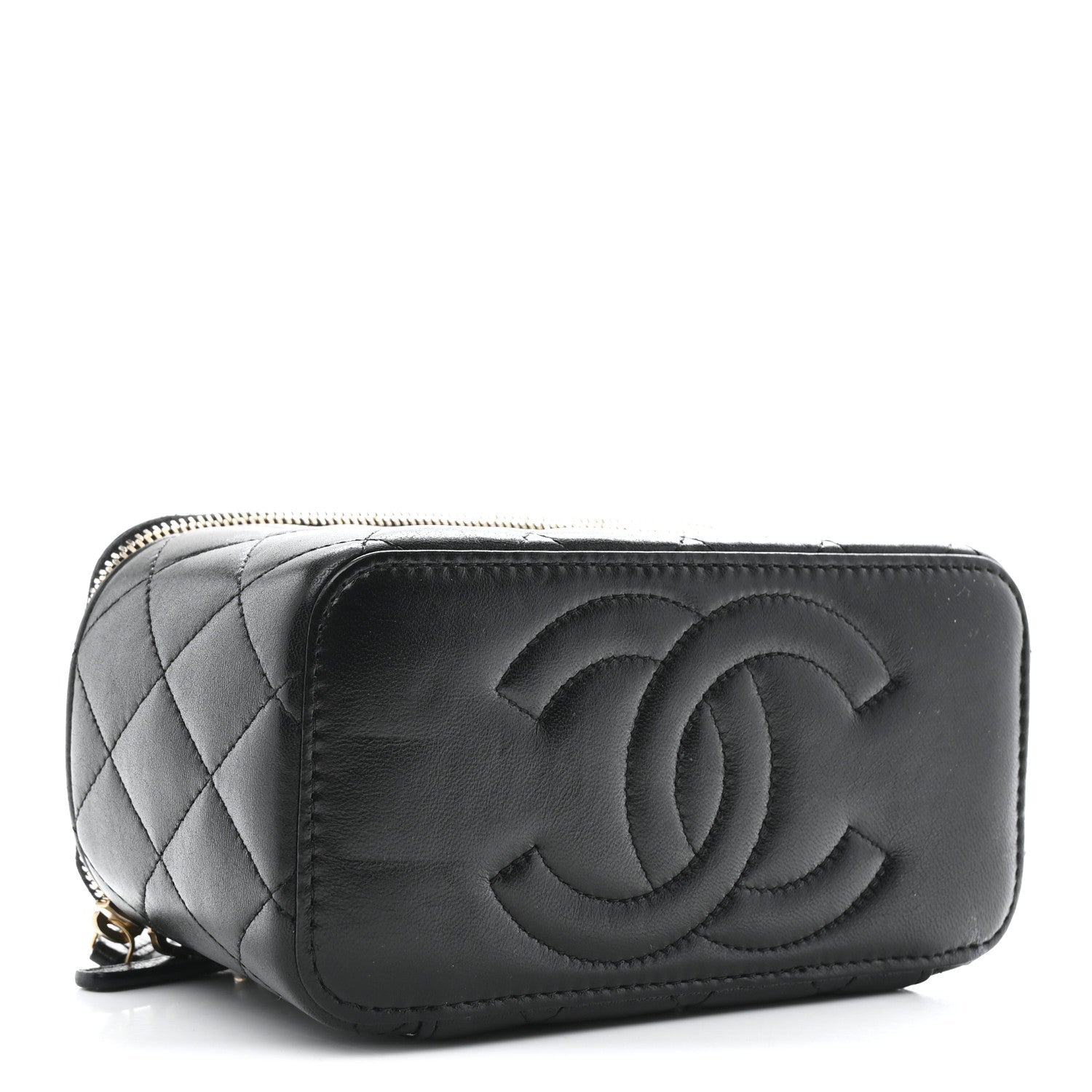 Lambskin Quilted Small CC Dynasty Vanity Case With Chain Black