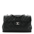 Lambskin Quilted Jumbo Chanel by 4 Flap Black