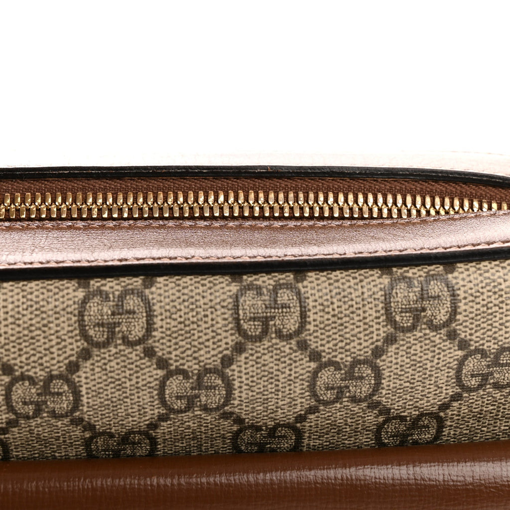 GG Supreme Monogram Small Horsebit 1955 Shoulder Bag Beige Brown Sugar