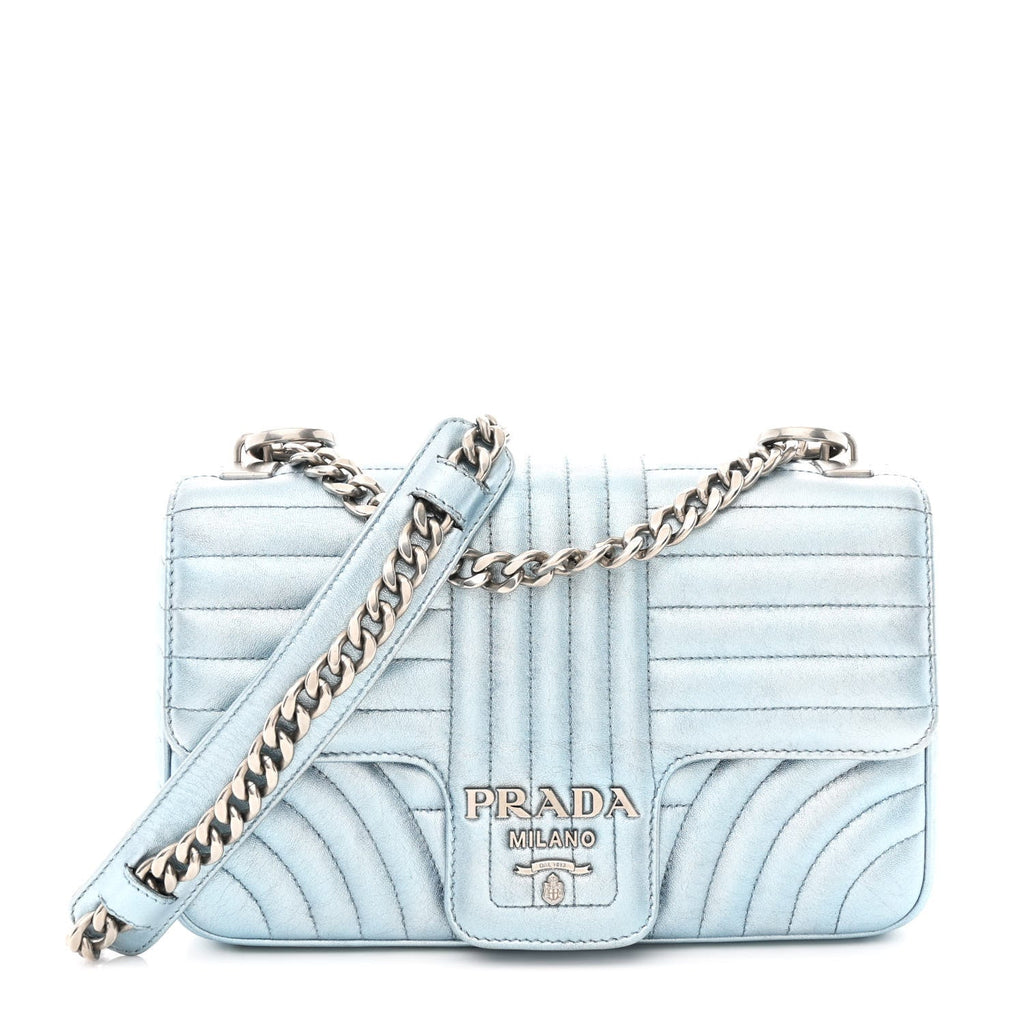 Metallic Nappa Impunture Diagramme Medium Chain Flap Shoulder Bag Pervinca Mordor