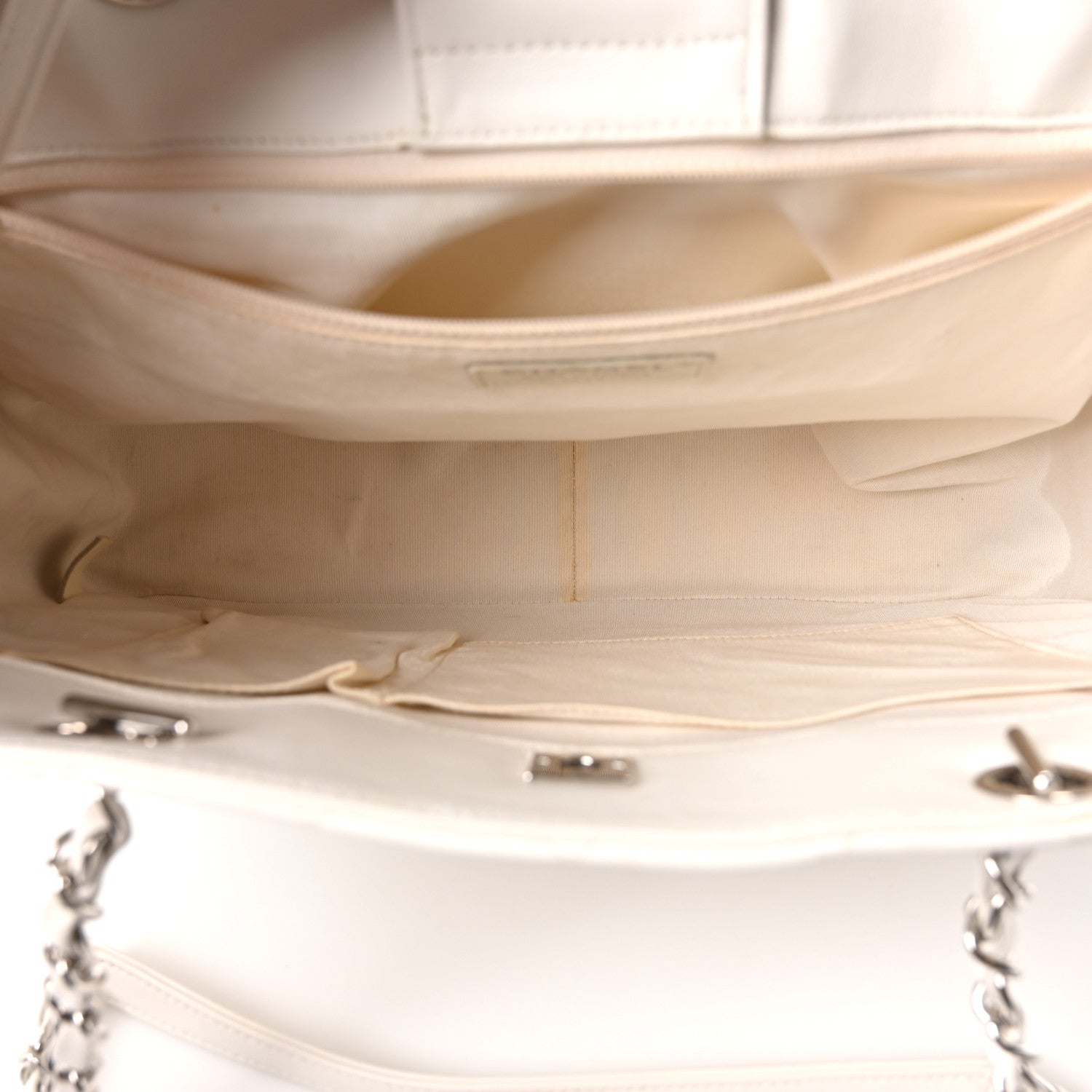 Calfskin Quilted Large Classic Shopping Tote White