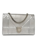 Metallic Patent Micro-Cannage Diorama Wallet on Chain Pouch Silver