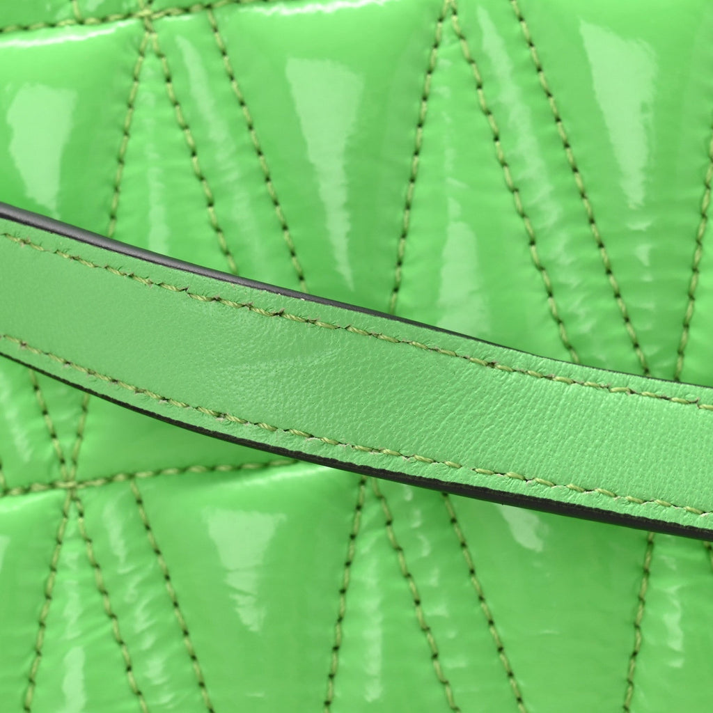 Patent Quilted Virtus Shoulder Bag Mint