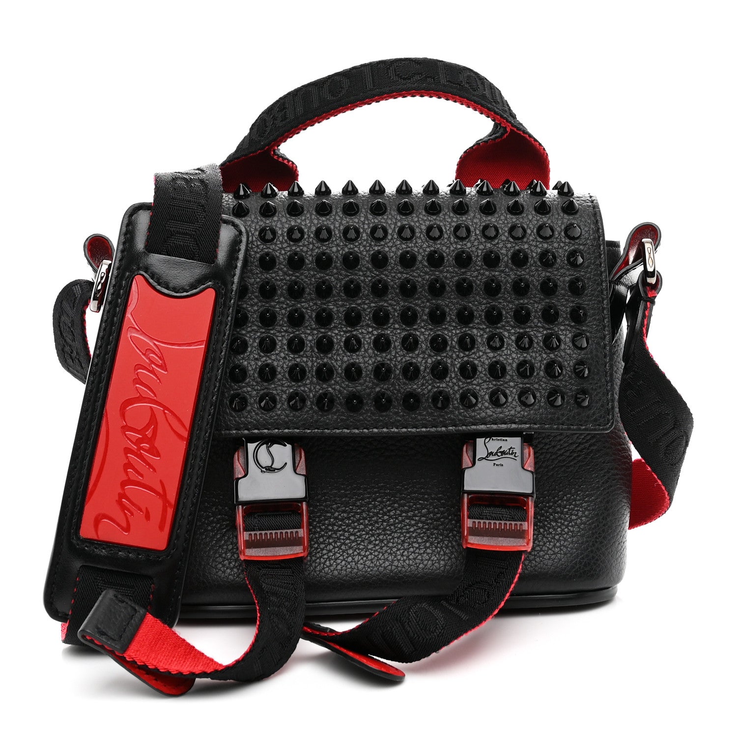 Calfskin Spikes Mini Loubiclic Messenger Black