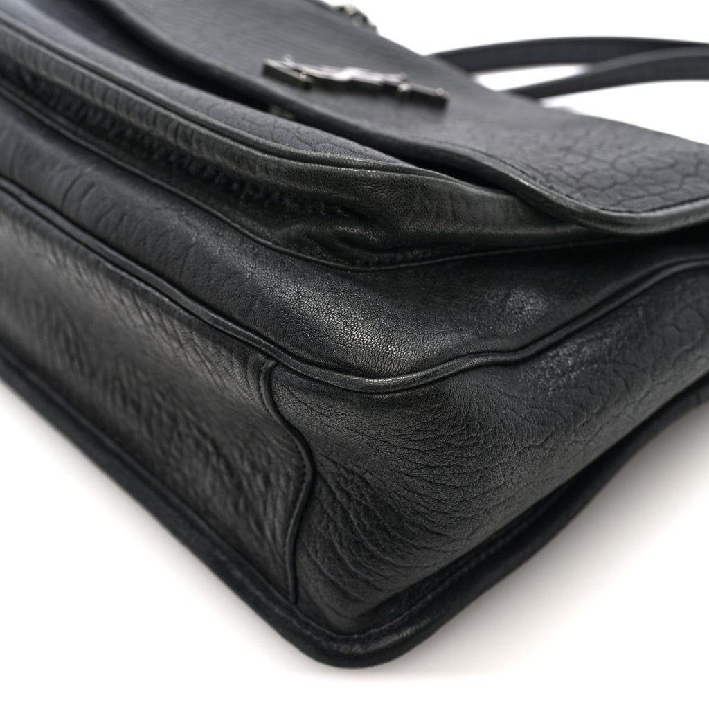 Grained Lambskin Monogram Large Niki Chain Satchel Black