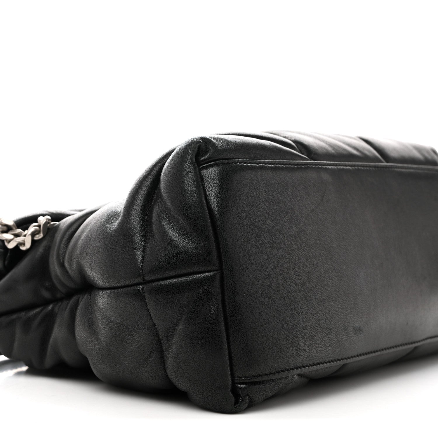 Lambskin Quilted Medium Loulou Puffer Monogram Chain Satchel Black