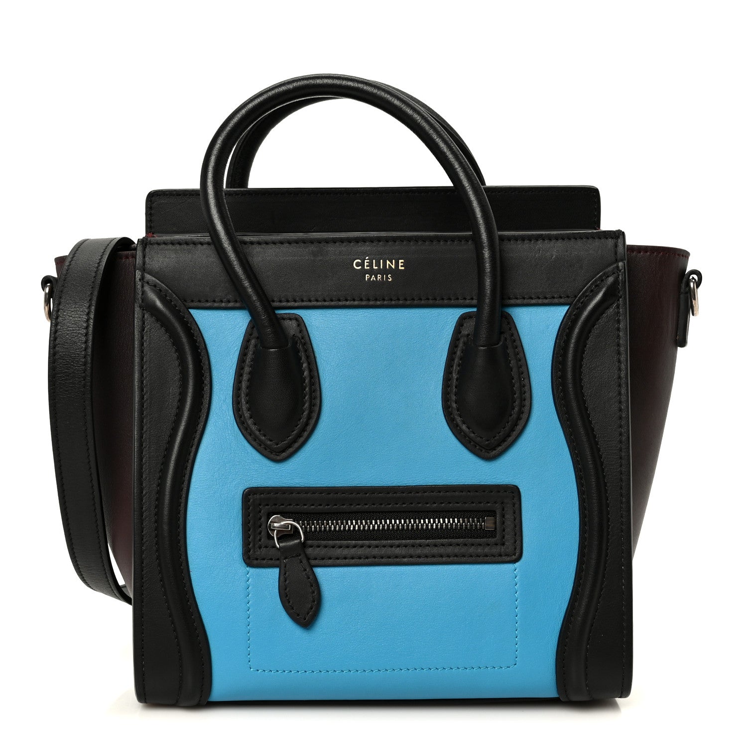 Smooth Calfskin Nano Tri-Color Luggage Turquoise