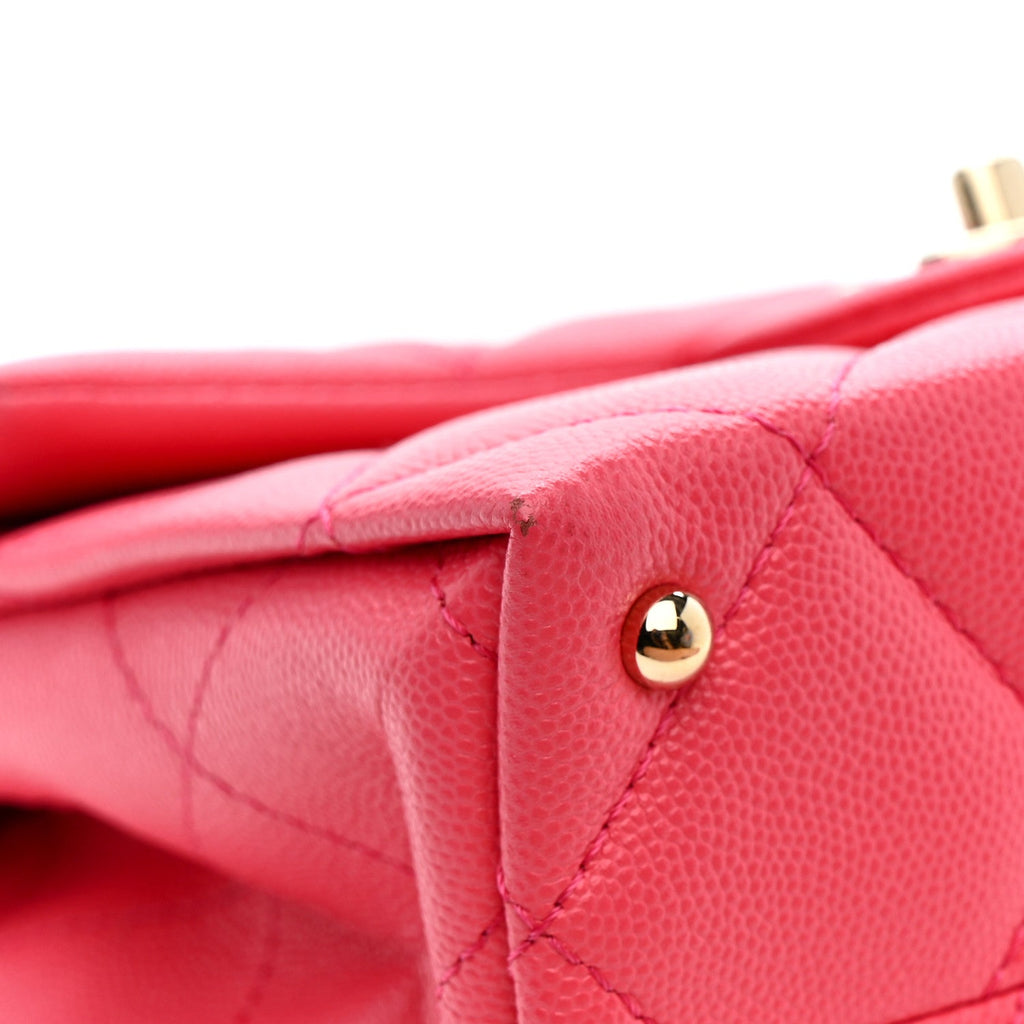 Caviar Quilted Mini Retro Twist Top Handle Flap Pink