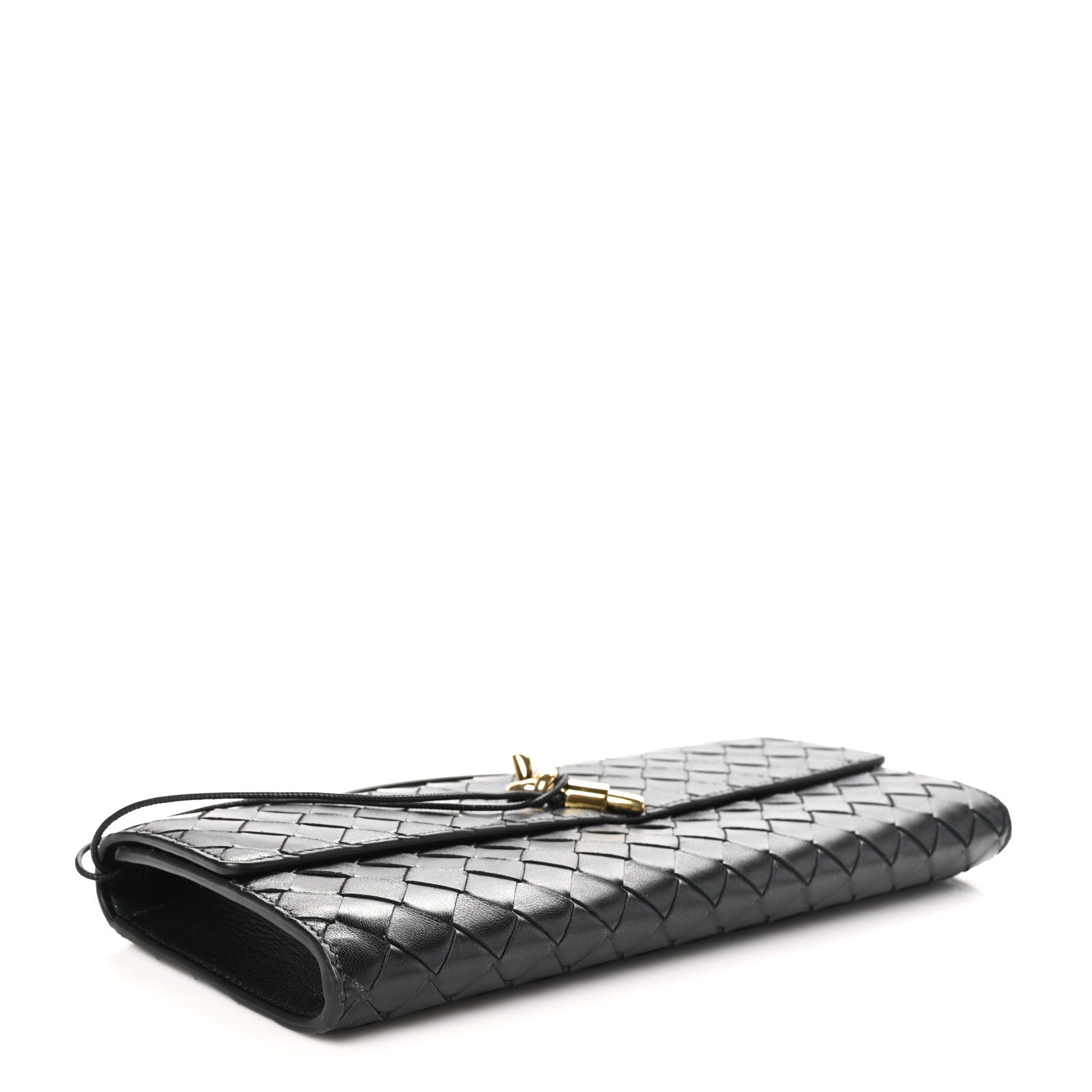 Nappa Intrecciato Long Andiamo Top Handle Clutch Black