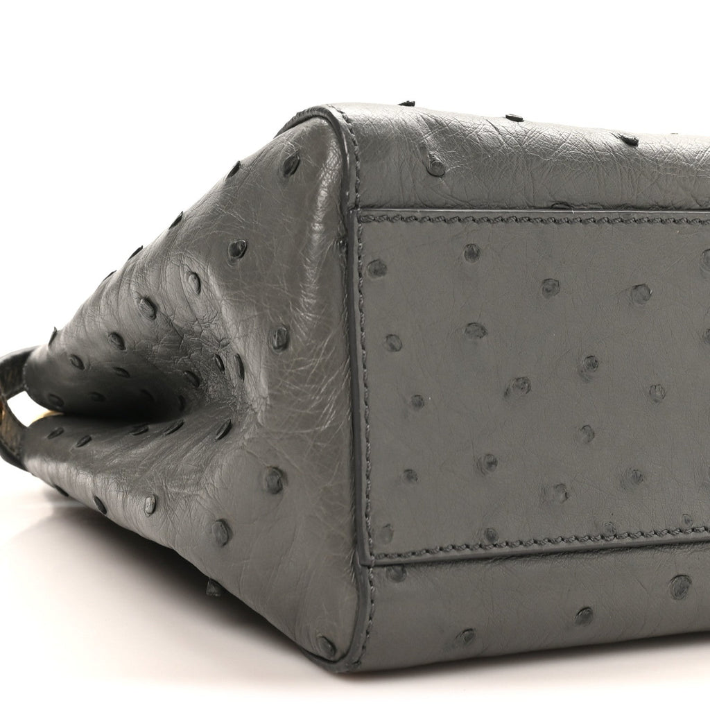 Ostrich Shiny Nappa Mini Peekaboo Iconic Satchel Grey