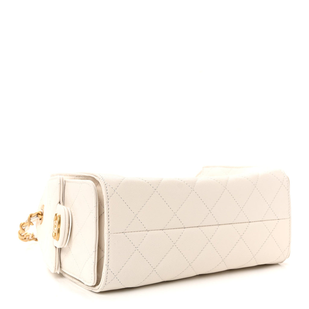 Caviar Quilted Mini Chanel 25 Handbag White