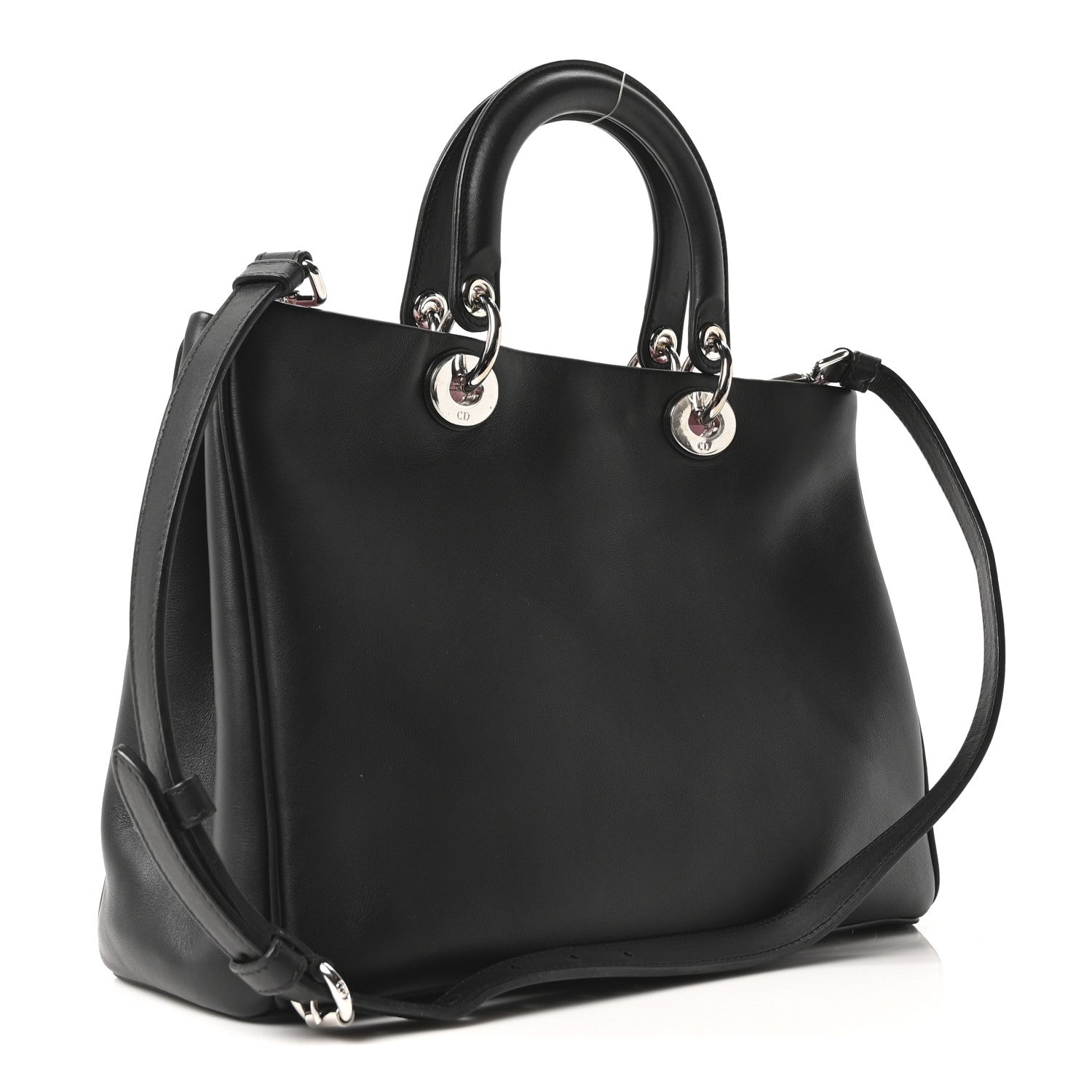 Smooth Calfskin Sequin Houndstooth Embroidered Medium Diorissimo Black