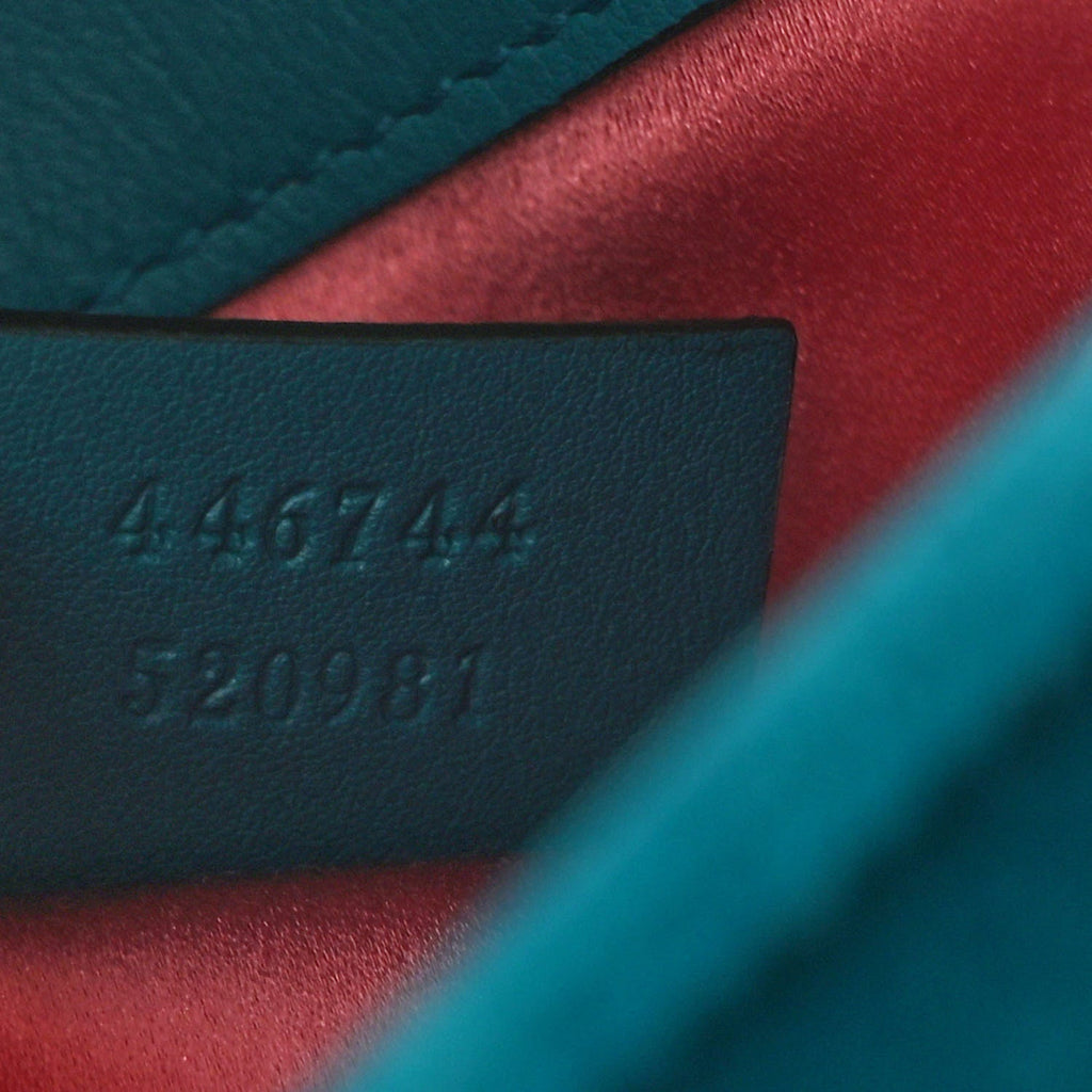 Velvet Matelasse Mini GG Marmont Shoulder Bag Pavone Cyan