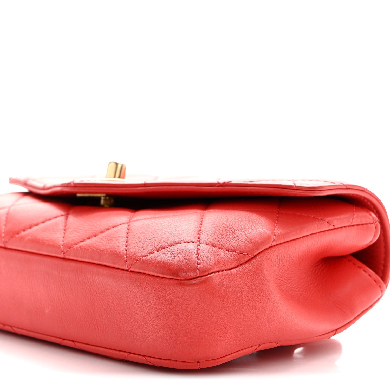 Calfskin Quilted Flap Waist Bag Red