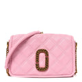 Grained Calfskin Quilted Double Stitched Small The Status Shoulder Bag Pink