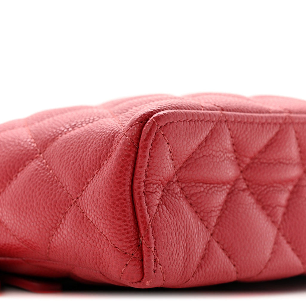 Caviar Quilted Top Handle Slim Vanity With Chain Red