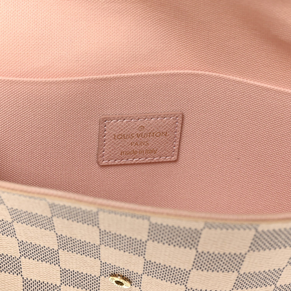 Damier Azur Pochette Felicie Chain Wallet Rose Ballerine