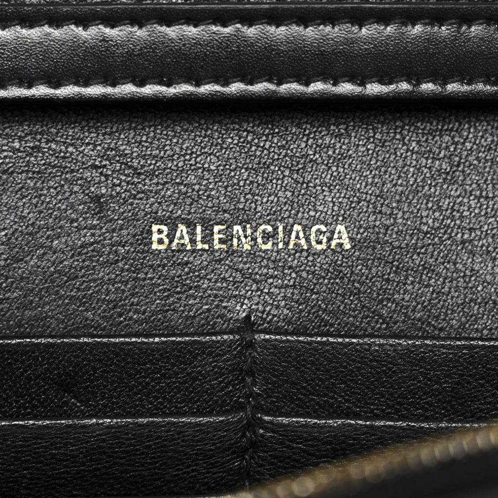 Shiny Box Calfskin Hourglass Chain Bag Black