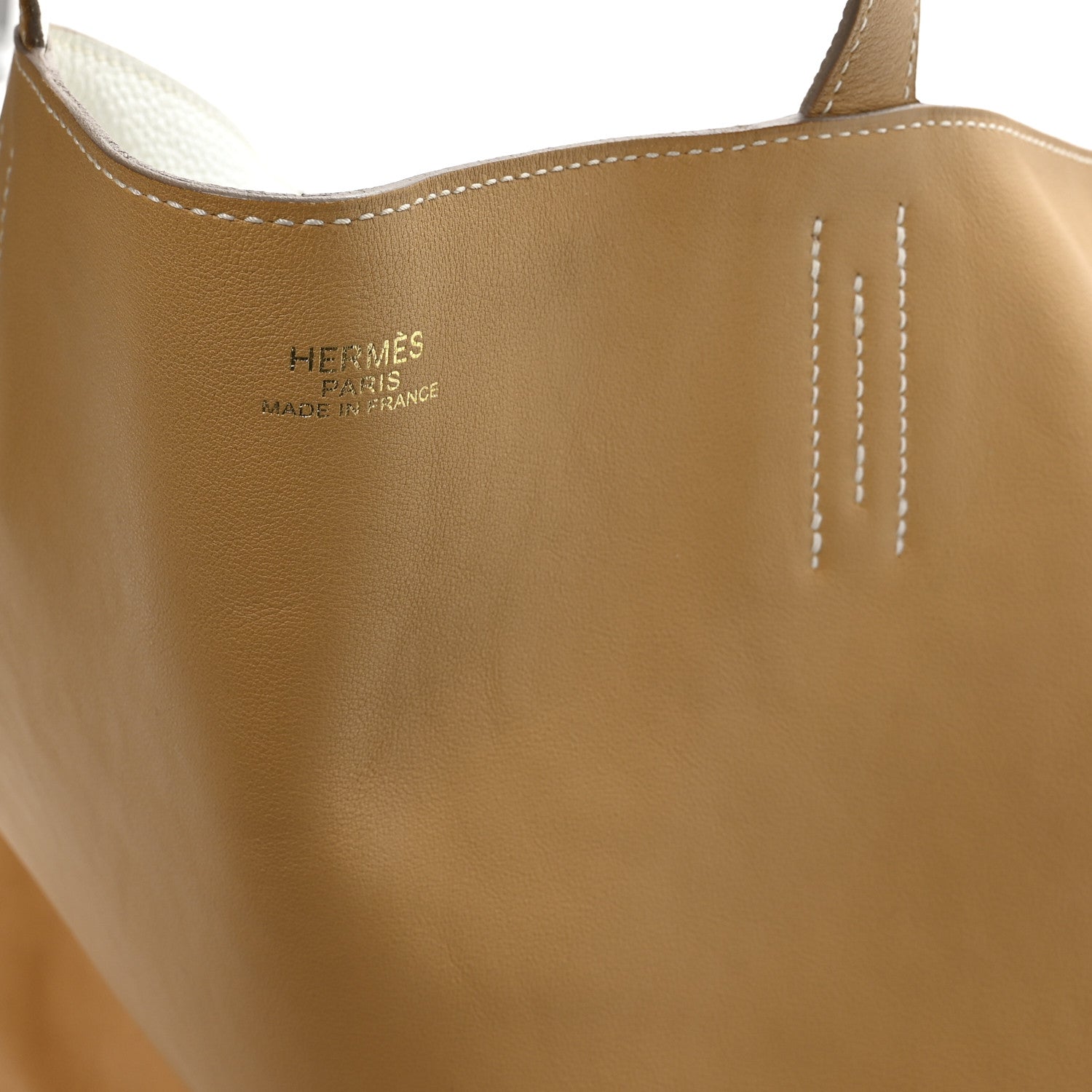 Taurillon Clemence Double Sens 45 Reversible Tote White Sable