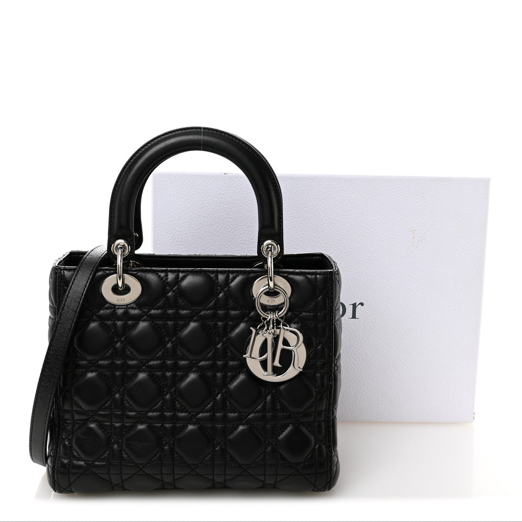 Lambskin Cannage Medium Lady Dior Black