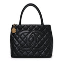 Caviar Quilted Medallion Tote Black