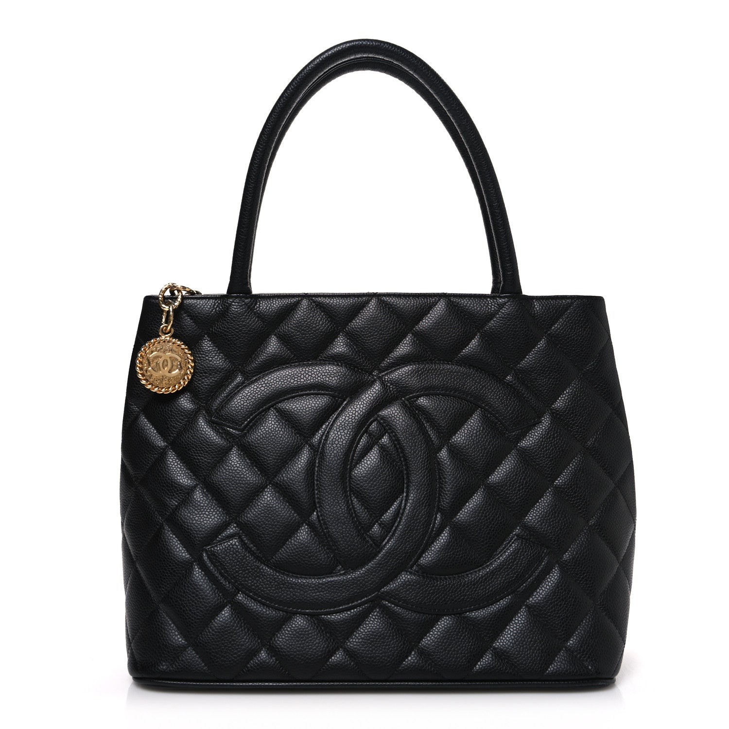 Caviar Quilted Medallion Tote Black