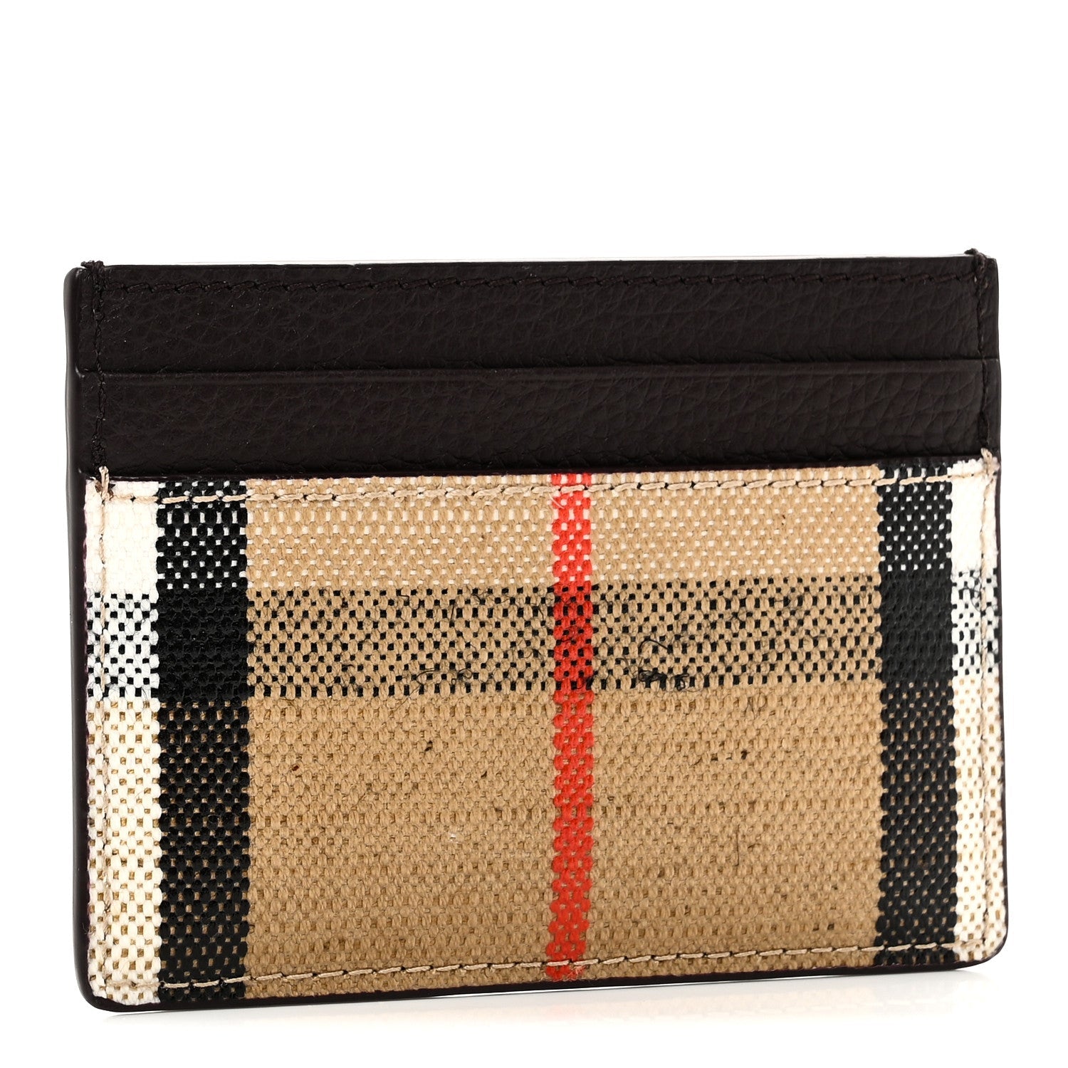 Grained Calfskin Jacquard Woven Vintage Check Highlands  Case Sand