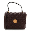 Nappa Quilted Medusa Top Handle Crossbody Flap Dark Brown