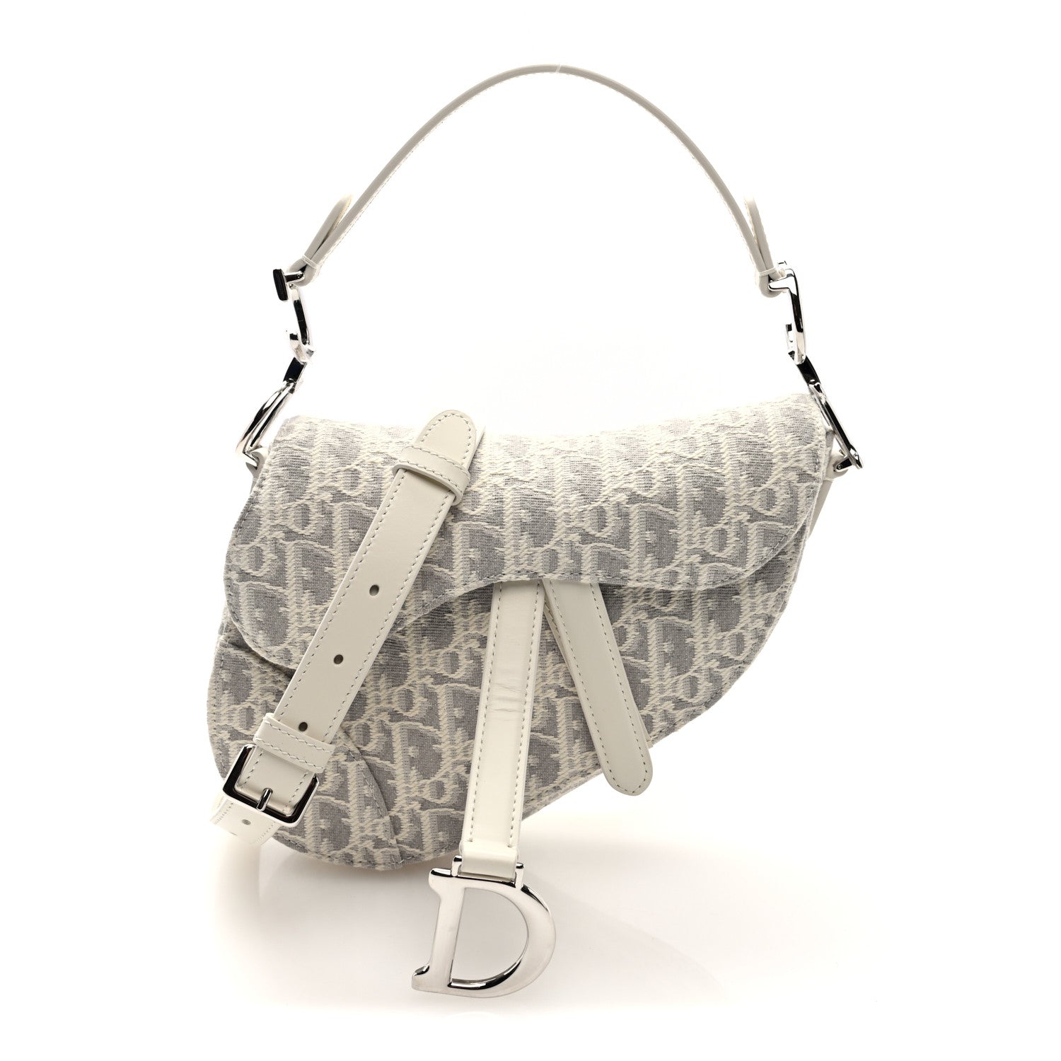 Oblique Mini Saddle Bag With Strap Latte Grey