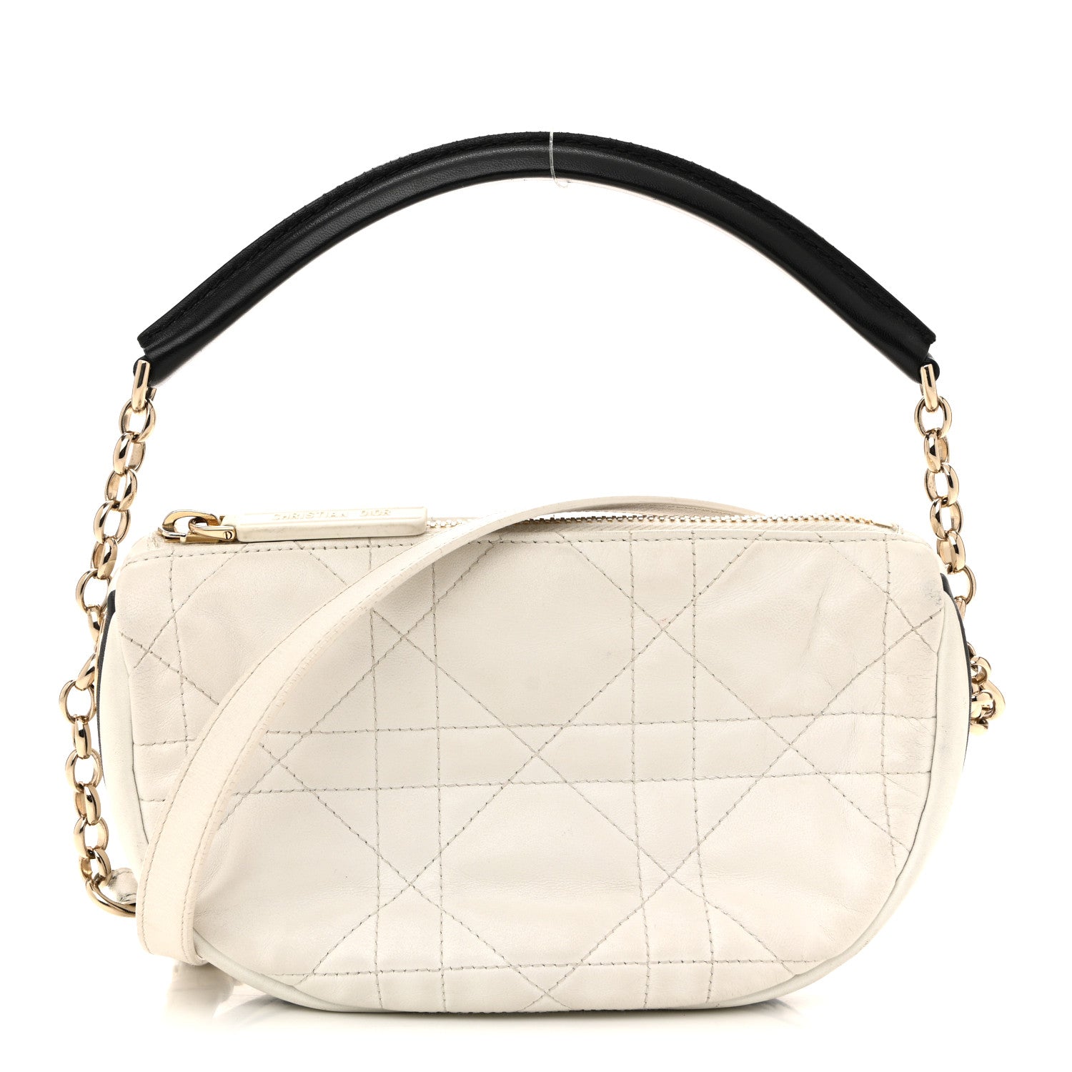 Lambskin Cannage Small Dior Vibe Hobo Bag White