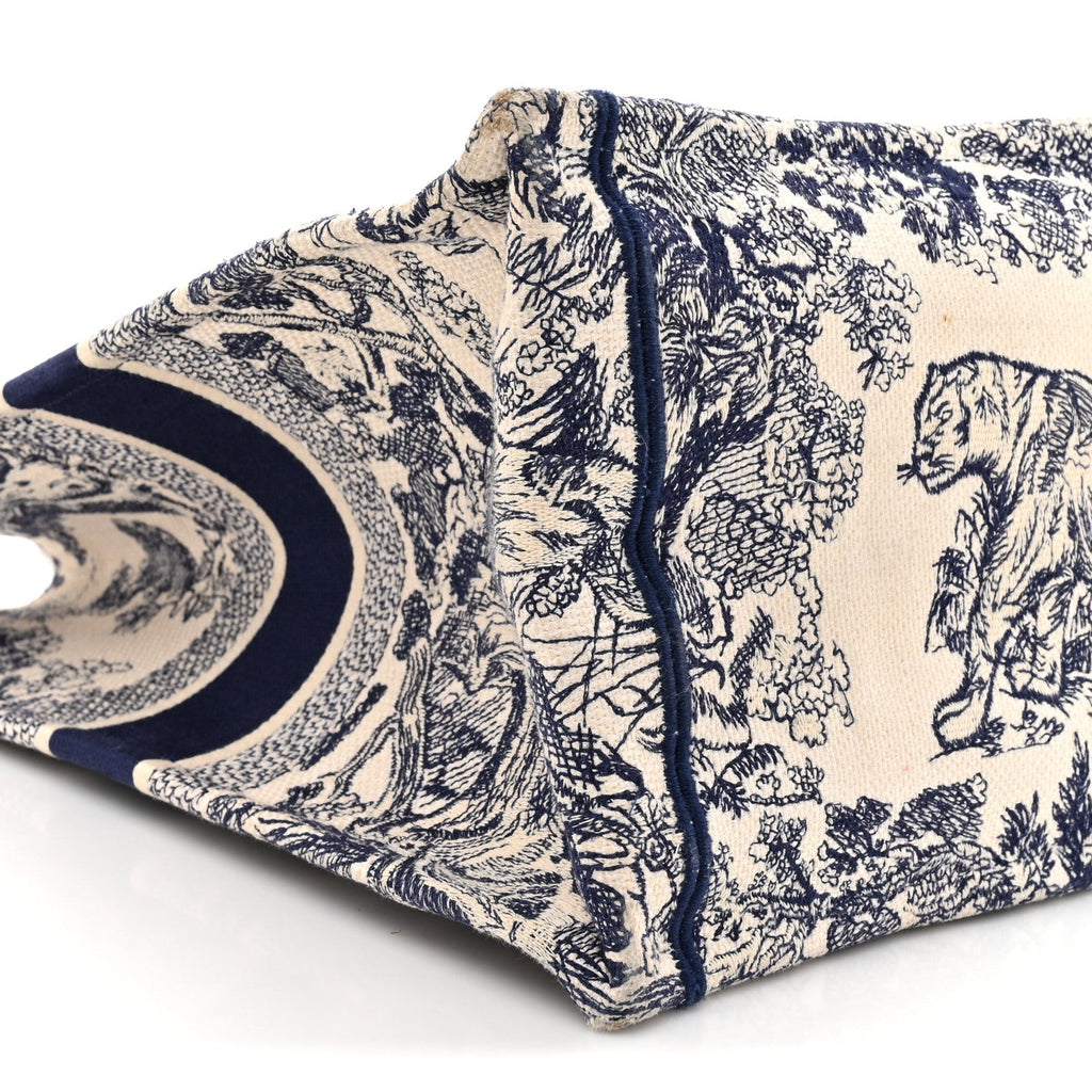 Canvas Embroidered Large Dioriviera Toile De Jouy Book Tote Blue