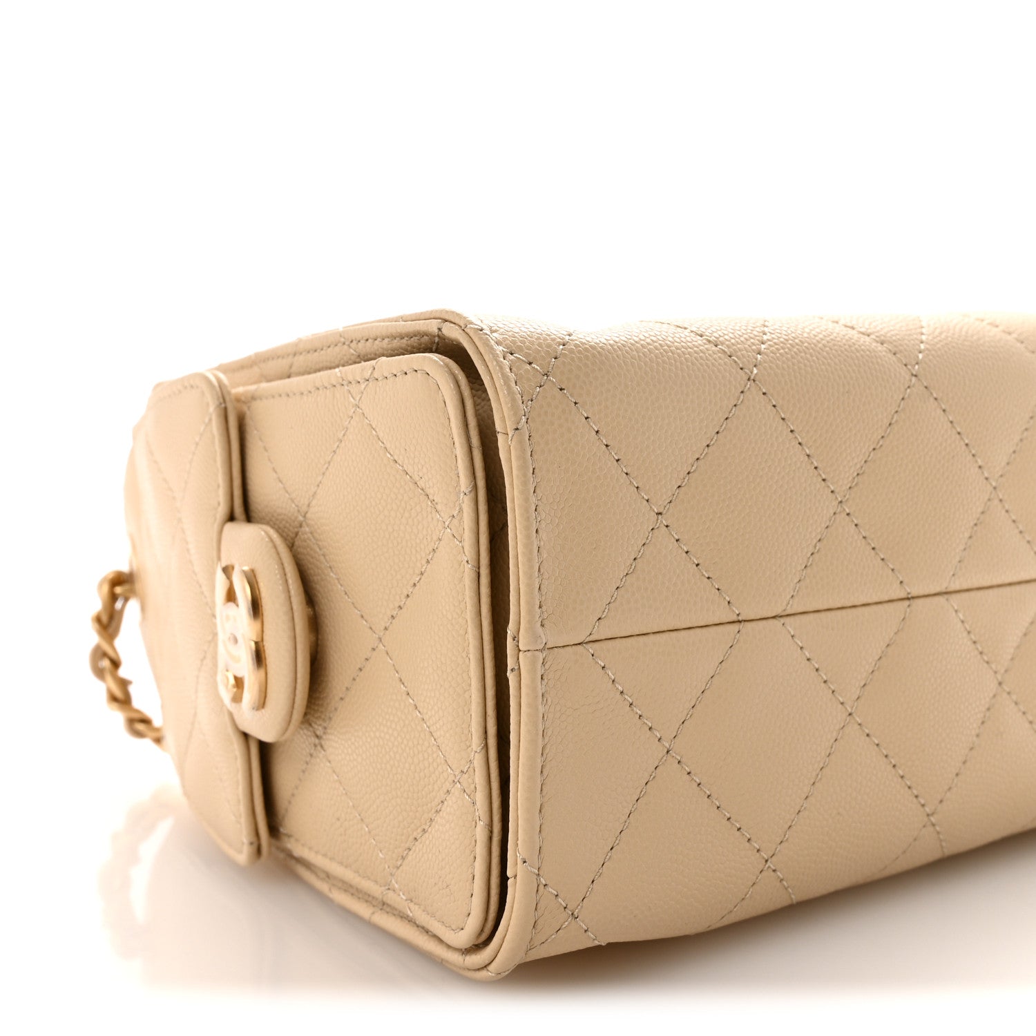 Caviar Quilted Mini Chanel 25 Handbag Beige