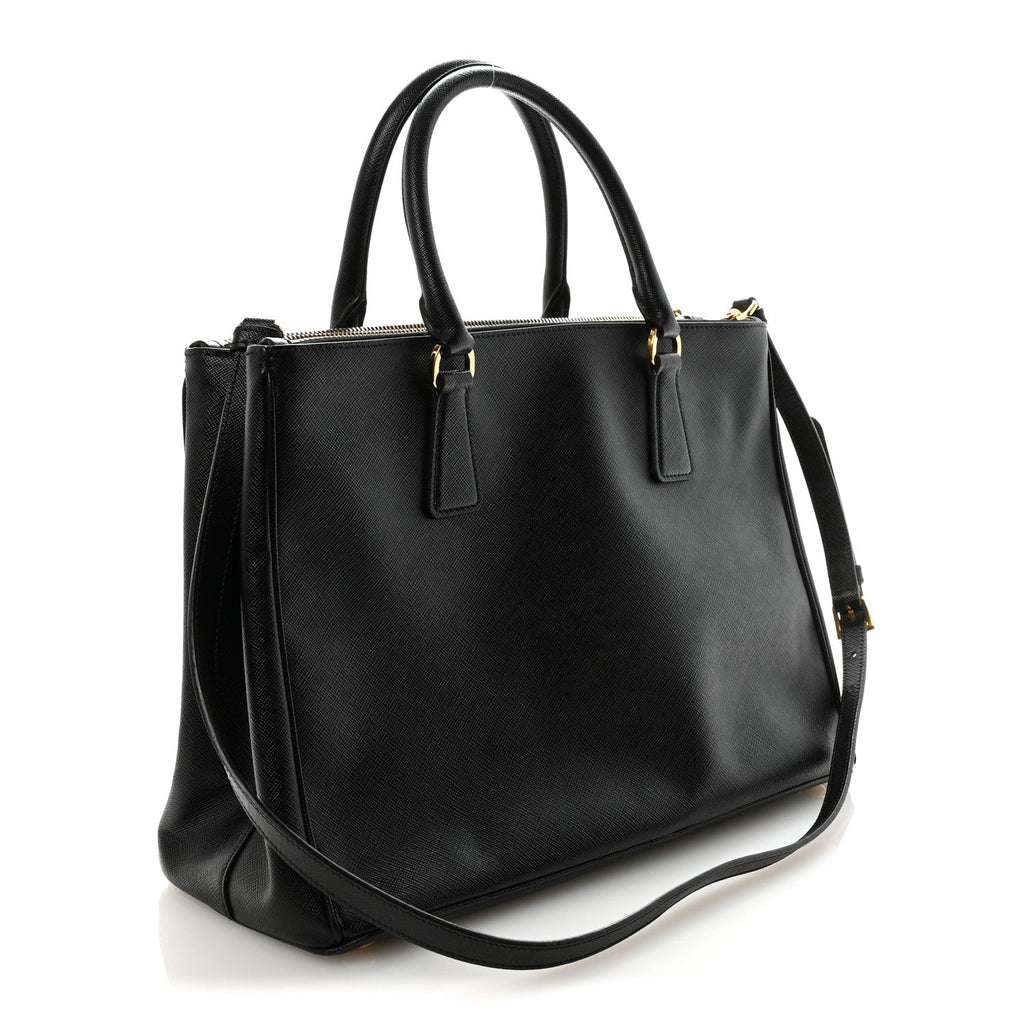 Saffiano Lux Large Galleria Double Zip Tote Black