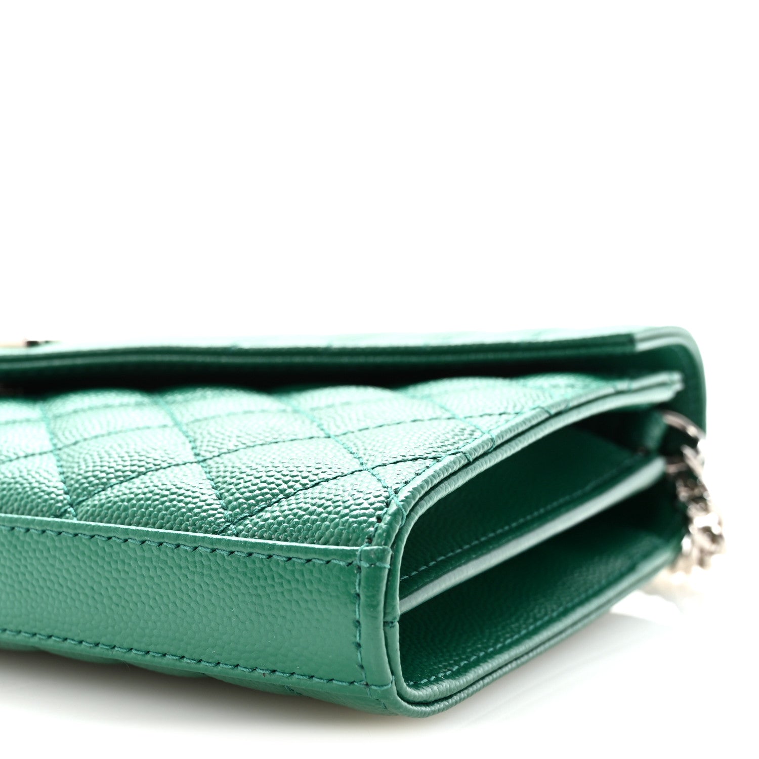 Grain De Poudre Mixed Matelasse Triquilt Monogram Chain Wallet Green Field