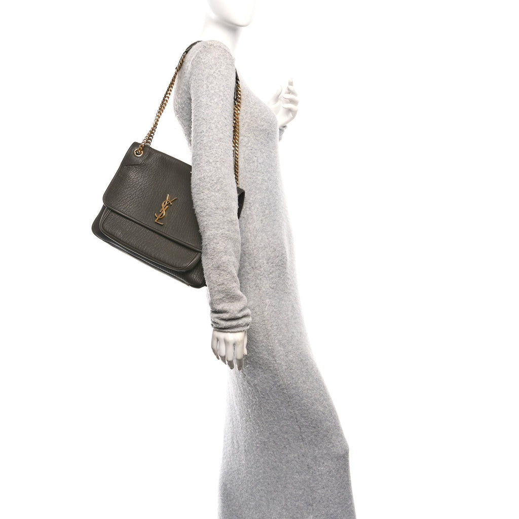 Grained Lambskin Monogram Large Niki Chain Satchel Light Musk