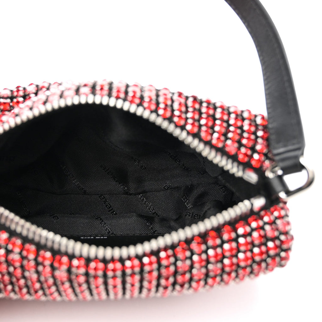 Mesh Crystal Rhinestone Mini Heiress Pouch Red