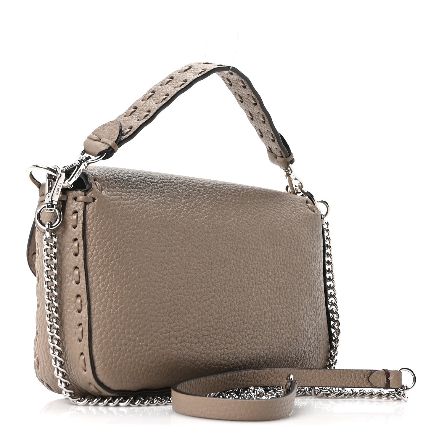Cuoio Roma Sellerissima Nappa Sintetica Tape Stitch Mini Baguette Argento